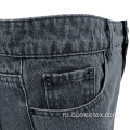Пользовательский вышитый рисунок Прямые черные джинсовые штаны